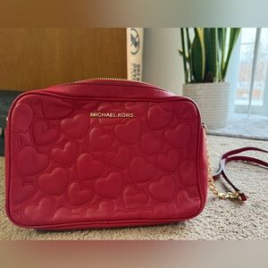 Michael Kors Red Heart Pattern Crossbody Bag